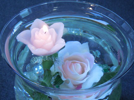 Floating candle party centerpiece